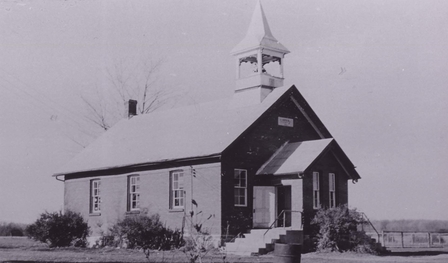 Black and white photo of Knock Schoolhouse in Innisfil